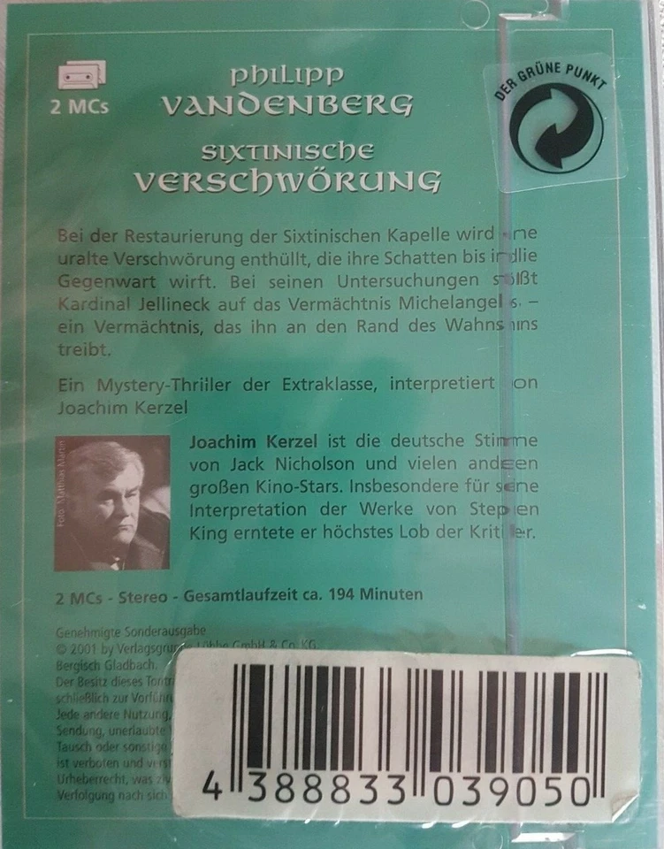 Sixtinische Verschwörung Kassetten 2 MC Philipp Vandenberg Hörbuch/ OVP & NEU !! - Bild 3 von 4