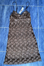 Cosabella Italy Y2K Vintage Chocolate Sheer Lace Mesh Muriel Slip Chemise M NWT