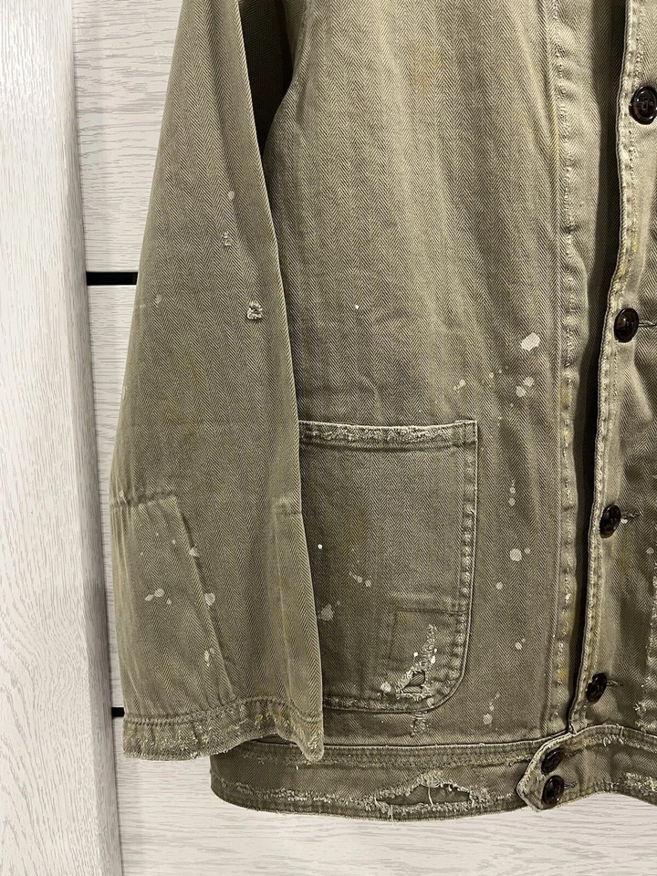 Chaqueta Visvim Benny Crash color caqui retazos envejecidos Japón ligera M para hombre Foto 3 de 4