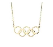 Olympic Necklace 14K Yellow Gold Plated Silver Olympic Sports Pendant