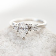 2Ct White Pear Cut CZ Women's Engagement Wedding Ring Solid 925 Sterling Silver