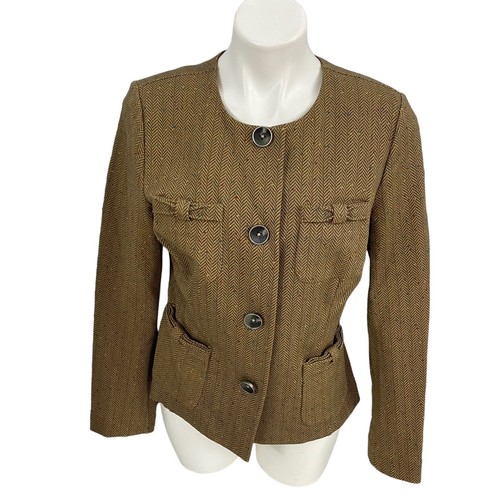 Cabi Blazer Style 3170 Womens Medium Penny Brown Herringbone Ponte Knit Work - Picture 10 of 18