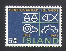Iceland 1967 Commerce/Scales/Fish/Sheep/Cog/Industry/Business 1v (n36269)