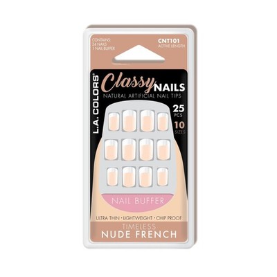 L.A. COLORS Classy Nail Tips (carded), Timeless Nude French CNT101B