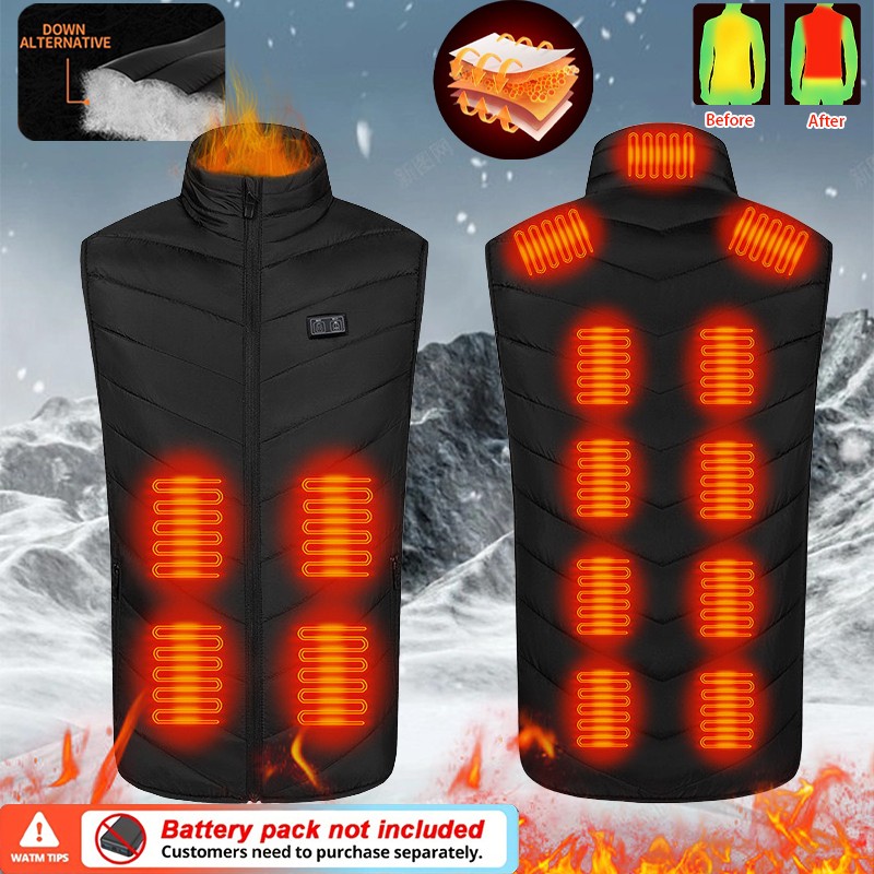 Woman Men 15 Areas Electric Heated Vest USB Heating Pad Jacket Cloth Winter US