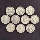 Lot of 10 US Silver Quarters 90% - Washington - Assorted Dates - FREE SHIPPING