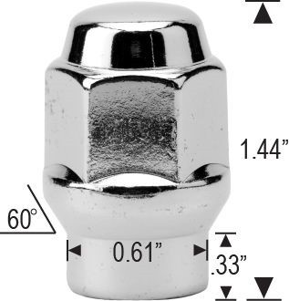 24 ET Style Bulge Acorn Lug Nuts 12x1.5 Chrome 3/4" Hex - Picture 2 of 2
