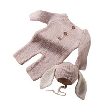 Newborns Baby Photography Props Set Soft and Comfortable Knitted Romper with Hat