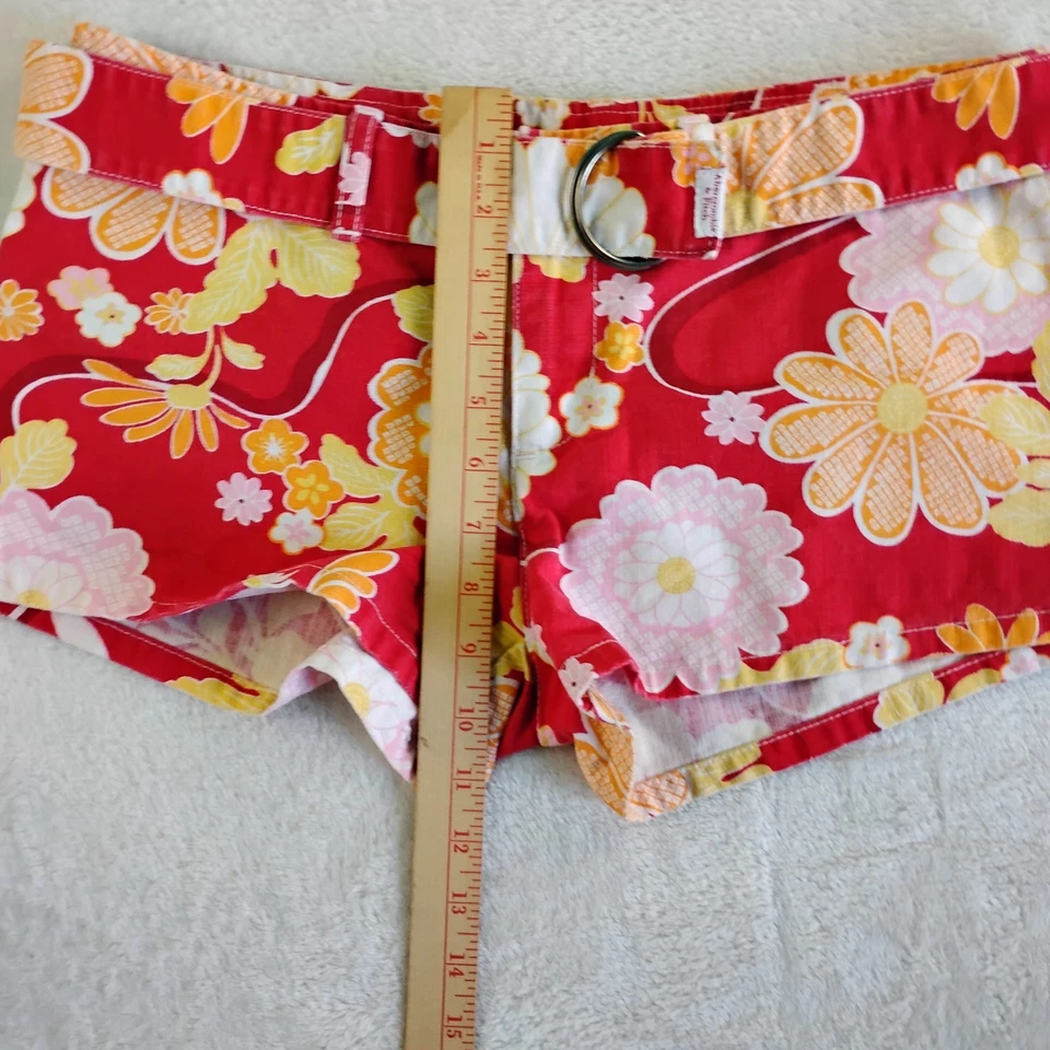Pantalones Cortos Abercrombie & Finch Para Mujer Talla 4 Rojo Floral Con Cinturón 100% Algodón Foto 4 de 4