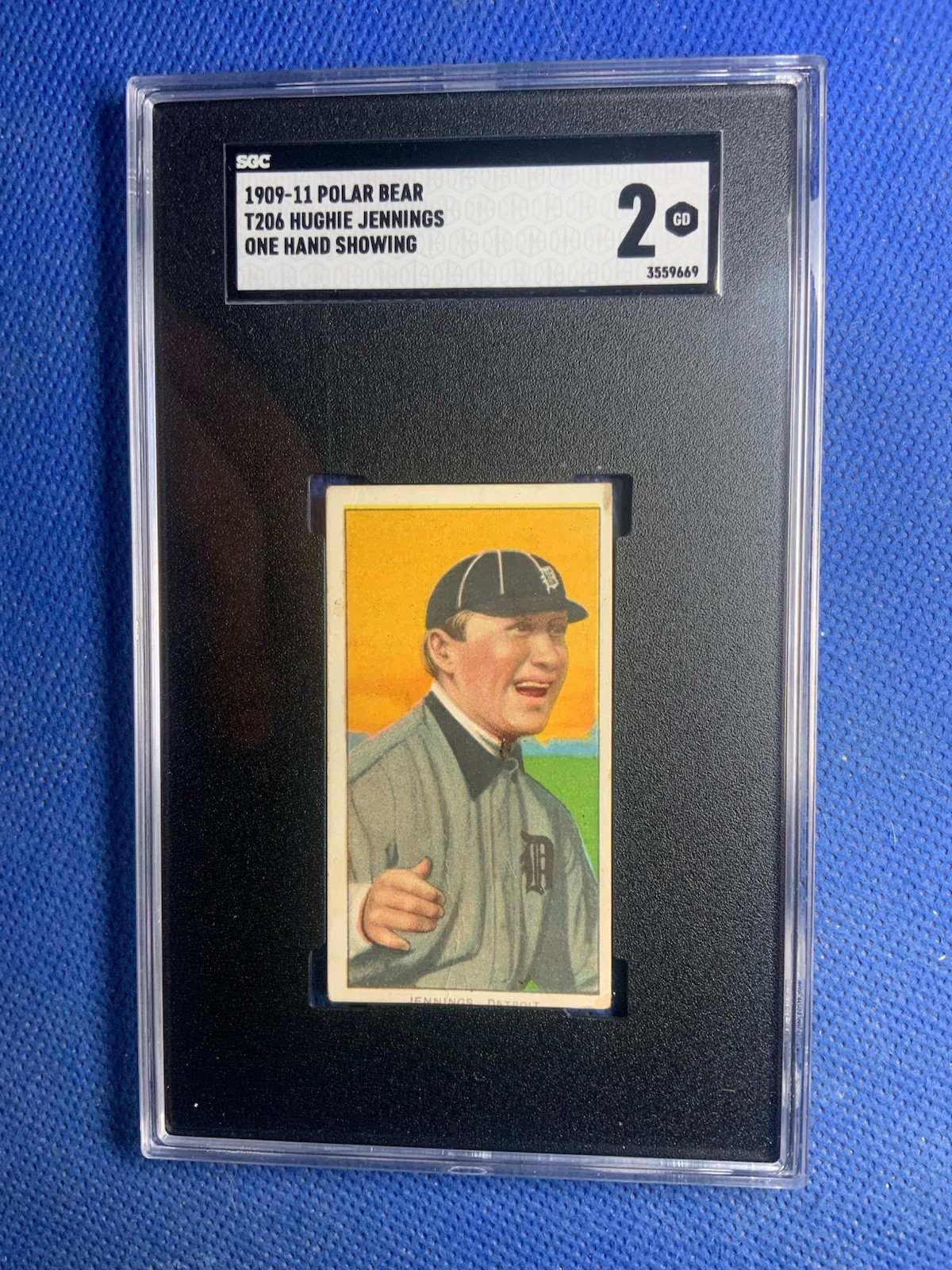 1909-1910 T206 Hughie Jennings One Hand Showing Polar Bear SGC 2 HOF