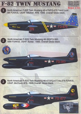 Print Scale Decals 1/72 NORTH AMERICAN F-82 TWIN MUSTANG Night Fighter