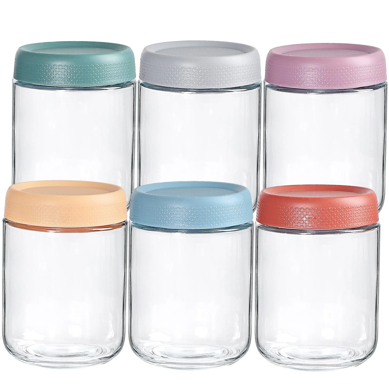 16 Oz Glass Jars With Airtight Lids Wide Mouth Mason Storage Containers 6 Pcs