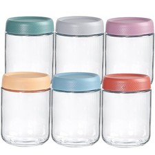 16 Oz Glass Jars With Airtight Lids Wide Mouth Mason Storage Containers 6 Pcs