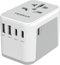 TESSAN Universal Travel Adapter, International Power Adapter 5.6A 28W 3 USB C 2