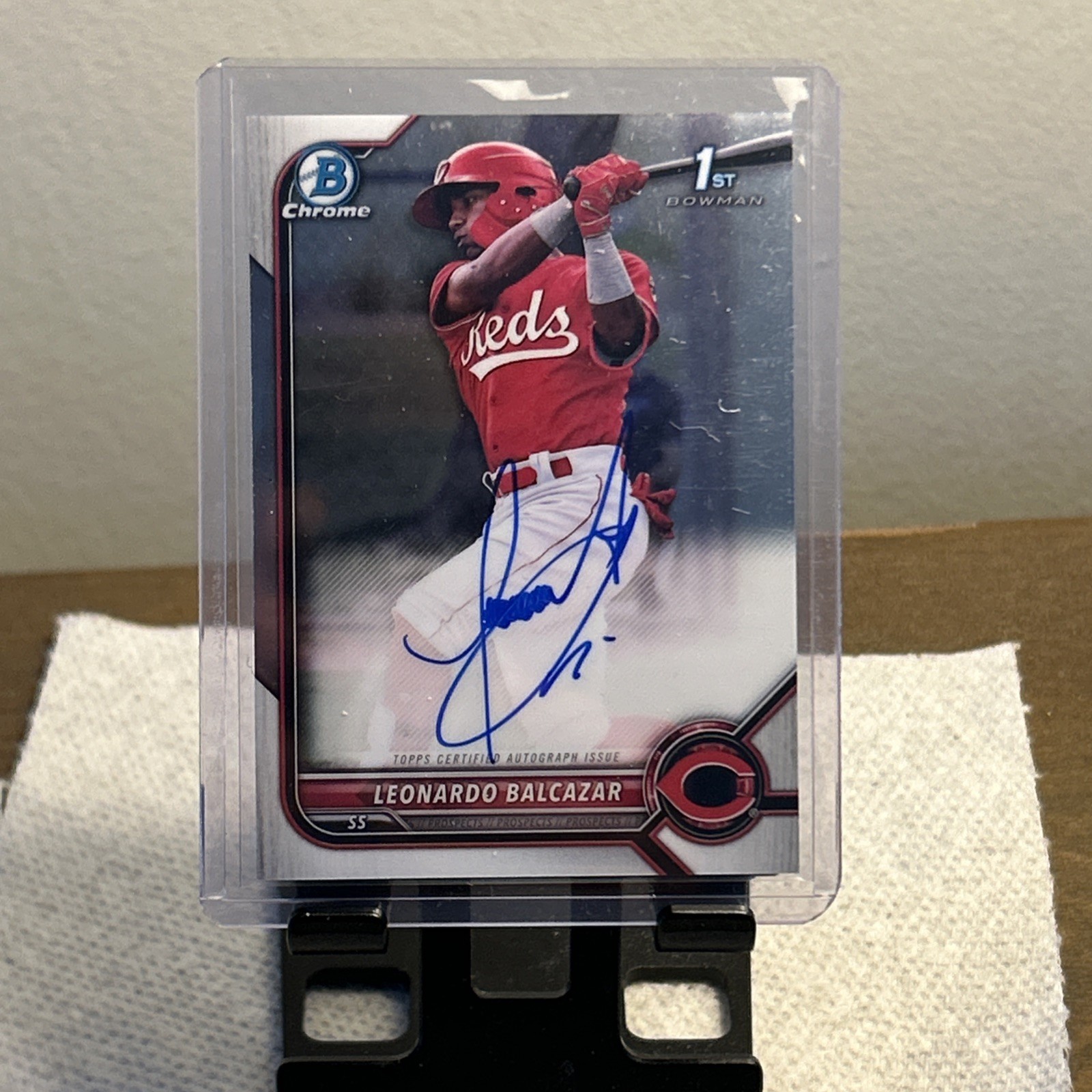 2022 Bowman Chrome Leonardo Balcazar 1st Prospect Auto #CPA-LB Cincinnati reds