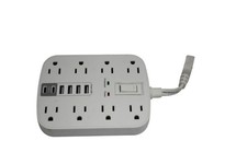 USB C Smart USB Surge Protector Power Strip 8 Outlets 6 Ports Model 812 White