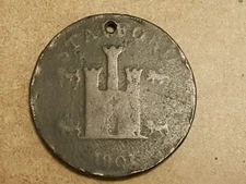 Authentic 1801 Stafford Full Penny Token - W. Horton Monogram - G Condition