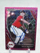Doug Nikhazy 2021 Panini Prizm Draft Pink Velo PDP58 SIGNED Cleveland Guardians