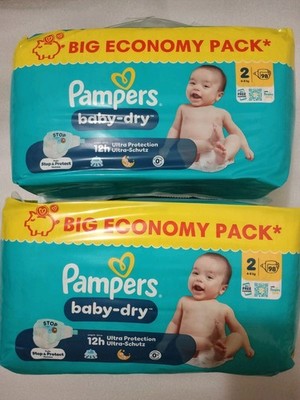 Pampers Baby Dry 196 Windeln Monatsbox Größe 2 Mega Pack BigBox 4-8 Kg