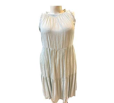 Indigo Soul XL Light Green Bohemian Embroidered Tiered Sleeveless Dress NEW  NWT