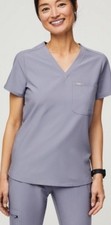 Figs Technical Collection Womens Large One Pocket Scrub Top Beige/Taupe