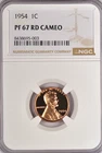 1954 Lincoln Wheat Cent Proof NGC PF 67 CAMEO PR 67 CAM RD Frosty Coin 1C