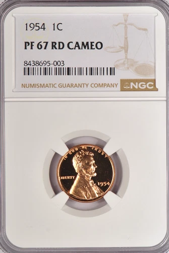 1954 Lincoln Wheat Cent Proof NGC PF 67 CAMEO PR 67 CAM RD Frosty Coin 1C
