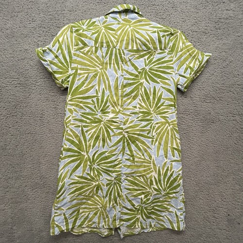 Vestido camisero Sigrid Olsen 100 % lino para mujer grande con botones verde azul hoja de palma - Imagen 2 de 12