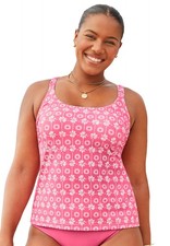 Swimsuits for All Women's Scoop Neck Shirred Tankini Top Plus Sizes Available 