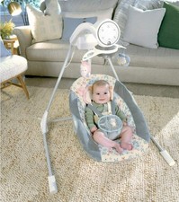 Ingenuity InLighten Baby Swing, 5-Speed, Swivel Infant Seat, Nature Sounds,...