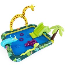Kids Jungle Inflatable Water Play Center Splash Pool Slide Sprinkler with Toys