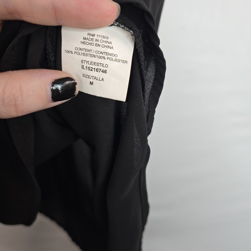 Lily White Tank Top Women's Medium Blouse Chiffon Black - Picture 3 of 5