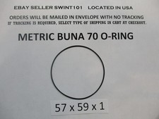 57mm ID x 59mm OD x 1mm thick O-ring. Buna-70.  Quan 1.