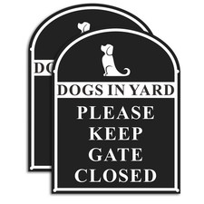 Please Close The Gate Metal Sign Dogs In Yard Aluminum 7.5x10 Inch 2 PCS
