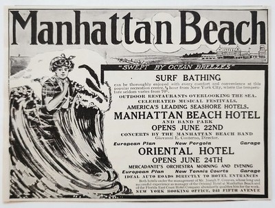 1911 Manhattan Beach Hotel Advertisement New York City Surf Bathing Vacation