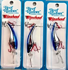 3 Reef Runner Ripshad CHROME BLUE  200-04 Trolling, Casting lure 16'  3 PACK
