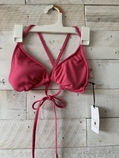 Shade  Shore Womens SMALL Pink Ribbed Triangle Bikini Swim Top New w/Tags