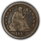 1845 25c Seated Liberty Silver Quarter - Fine - SKU-Z6446