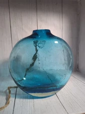 Hand Blown Art Glass Hanging Wall Vase Thick Glass