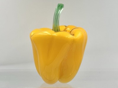 Realistische Murano Stil gelbe Glas Paprika mundgeblasene Kunst Glas Skulptur