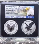 2021 Reverse Proof *DESIGNER* American SILVER Eagle (2 Coin) Set NGC PF70 #154