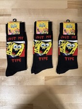 Spongebob Squarepants Just My Type Crew Socks x3 Pair Black