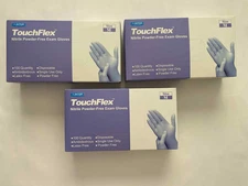LOT OF 3 : INTCO TouchFlex Nitrile Powder-Free Exam Gloves ( 100 gloves ) MEDIUM
