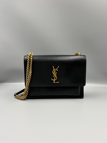 Authentic Preowned YSL Medium Kate Black Leather Chain Crossbody Handbag