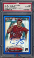 2012 TOPPS CHROME BRYCE HARPER BLUE REFRACTOR ROOKIE AUTO RC /199 PSA 10