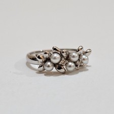 1909 TASAKI cultured akoya pearl ring 18k white gold us4 vintage from japan