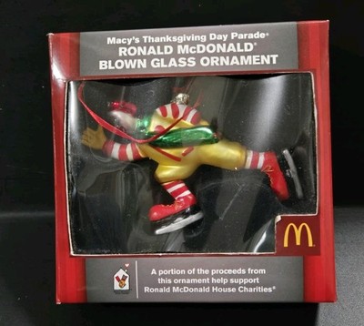 Macy's Thanksgiving Day Parade Ronald McDonald Blown Glass Ornament Used