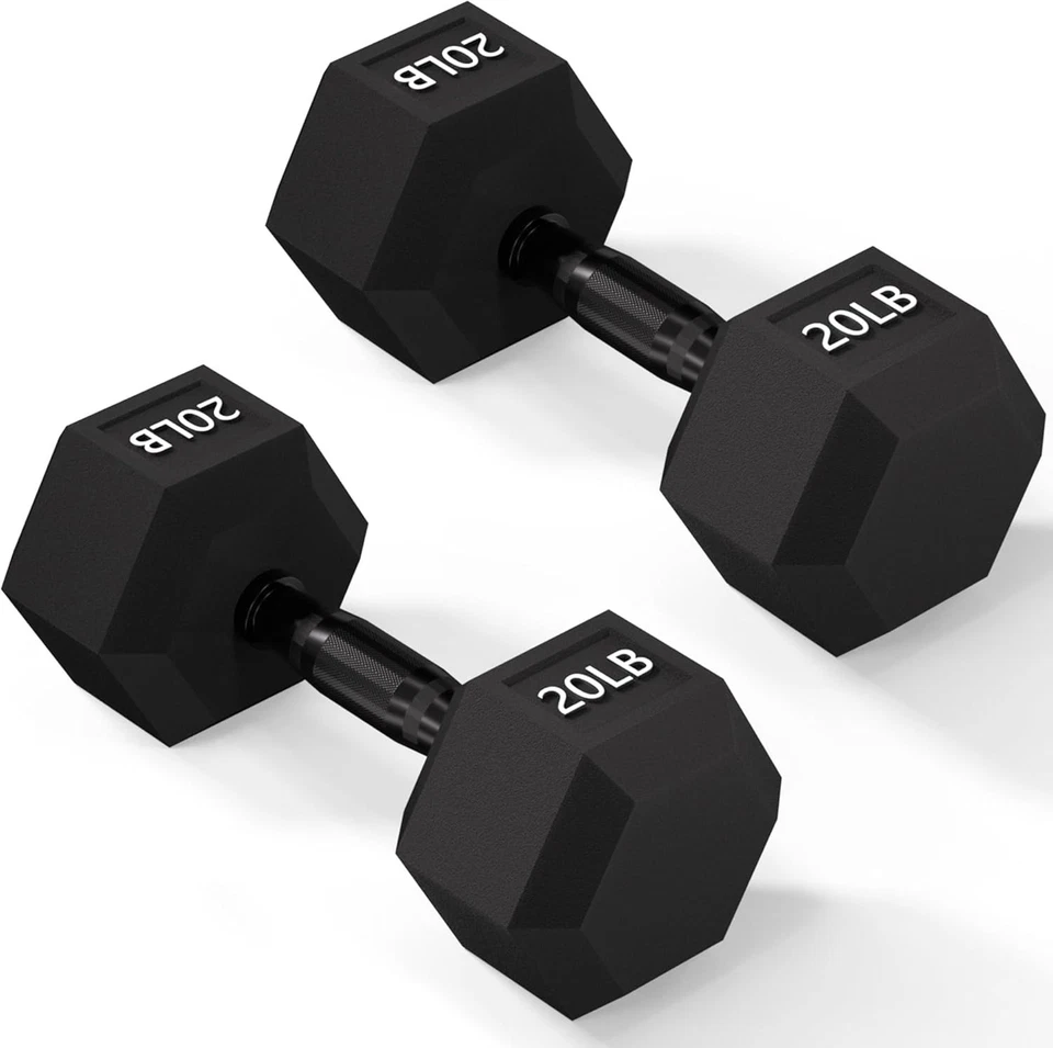 Mancuernas hexagonales sólidas con agarre ergonómico - pesas de 20 lb y 40 lb para fitness en el hogar Foto 3 de 4