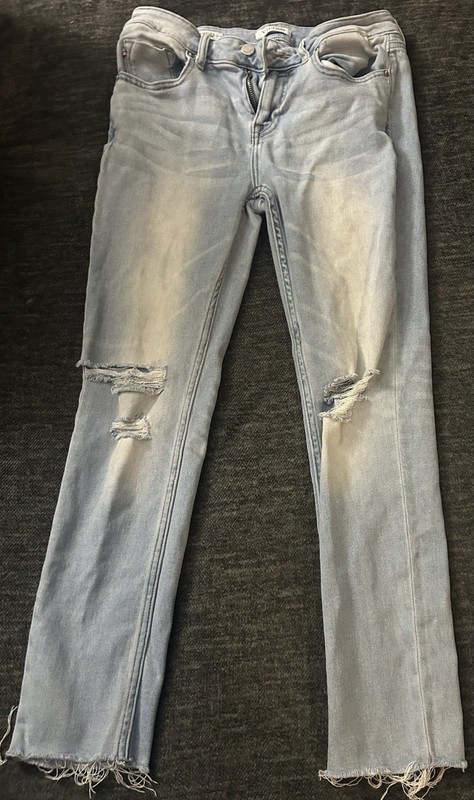 VIGOSS Women’s Light Wash Blue Distressed Stretch Skinny Jeans 5-Pocket Denim