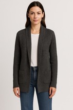 Michael Kors Women’s Gray Wool Cardigan XS Chunky Knit Crochet Granola Soft Girl